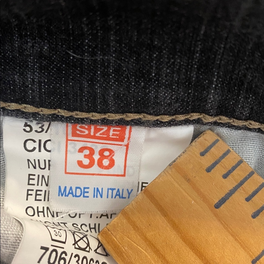 Angels Straight Mid Rise Made In Italy Jeans Very Dark Blue Black Size W30 x L31